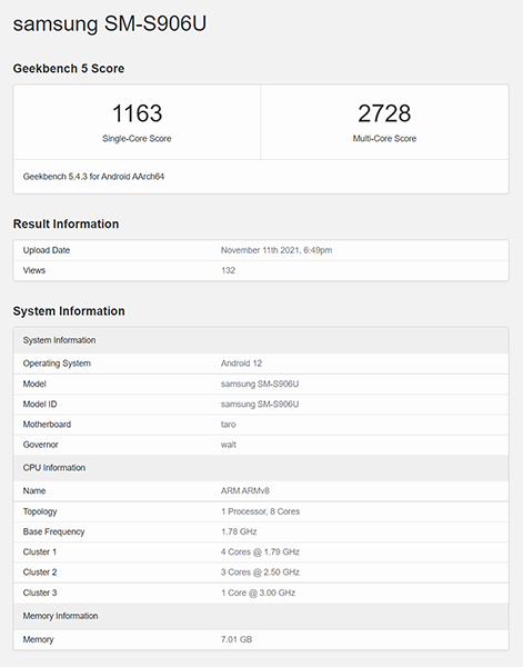 Galaxy Plus  Snapdragon Geekbench